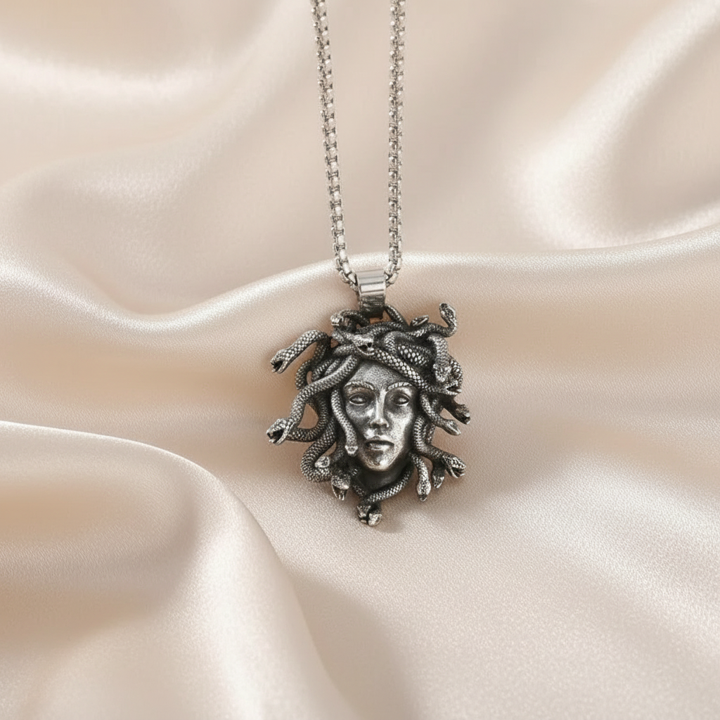 Medusa Head Snake Pendant Stainless Steel Necklace