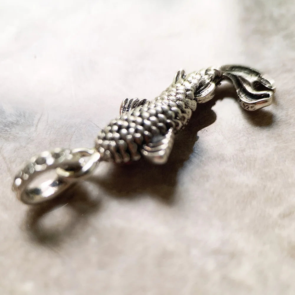 Red Koi Fish Pendant in Sterling Silver with Zircons