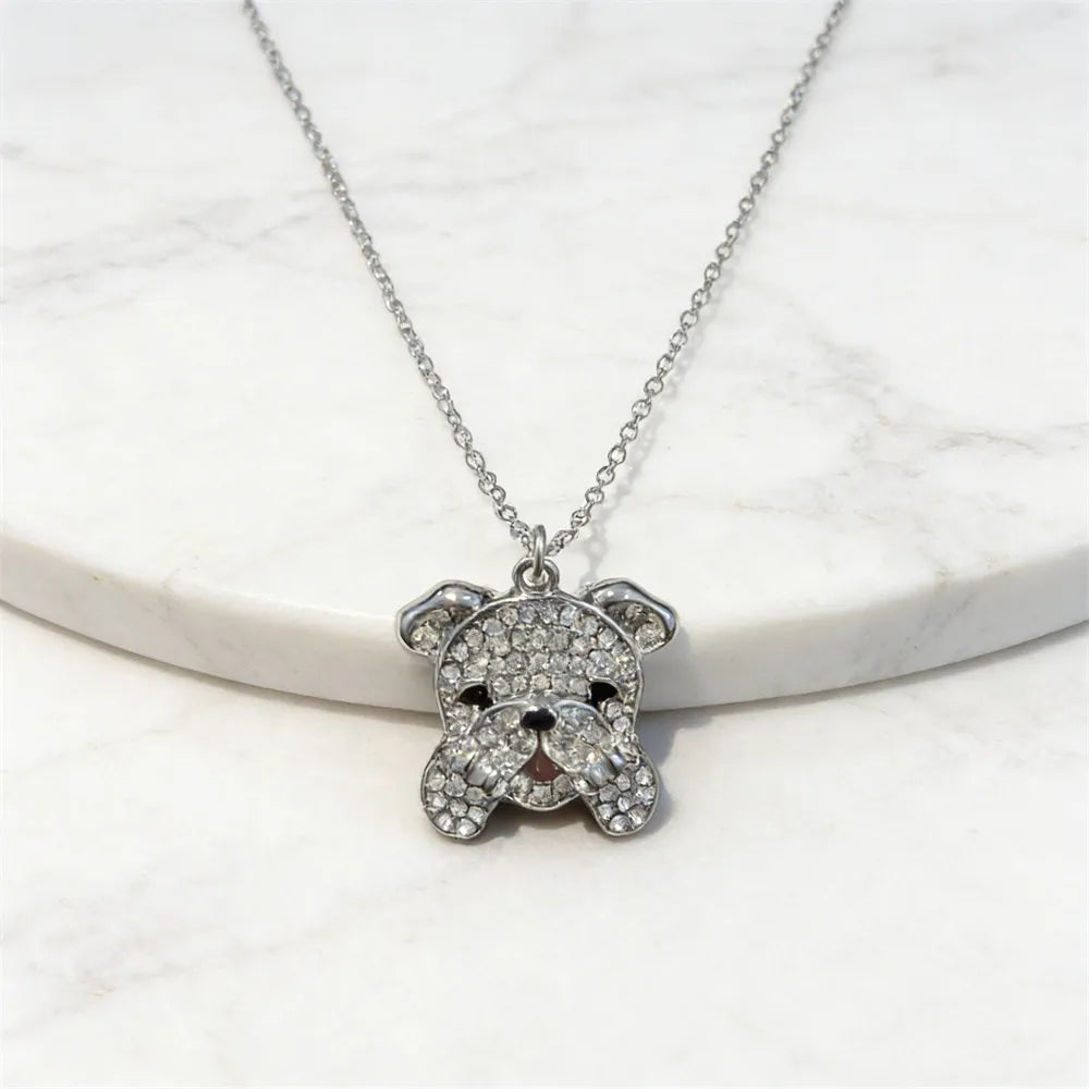 Collection of CZ Stone Dog Pendant Necklaces MANY BREEDS in Gold/Silver Tone Alloy - Choose Your Breed