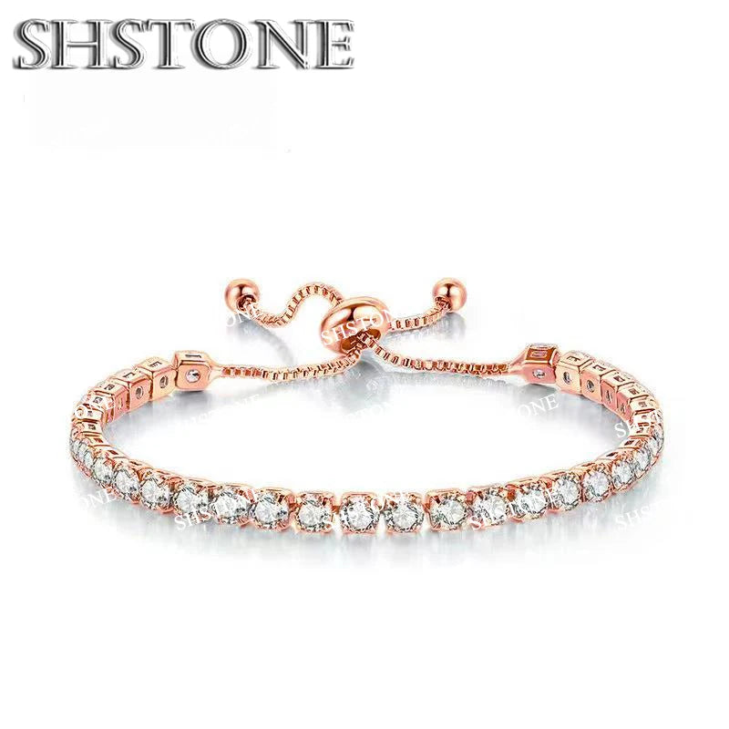 Selection of 925 Sterling Silver Chain Bracelets with Multi-colored Zircons