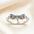 Colorful Dragonfly Ring in 925 Sterling Silver with Zircon Stones