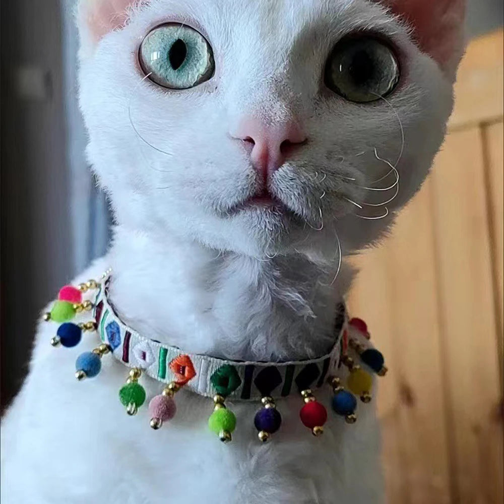 Retro Cloth Bohemian Pet Necklace - Colorful, Happy, Unusual