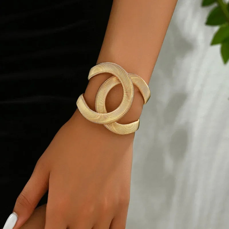 Chanel Symbol Golden Alloy Bracelet - Large Trendy Bold