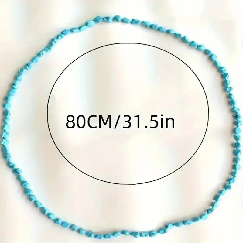 Boho Long Knotted Stone Turquoise Beads Necklace