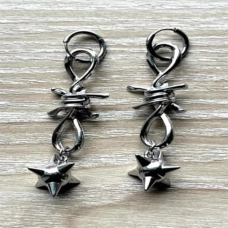 Goth Spiked Huggie Earrings – Morning Star Punk Hoops