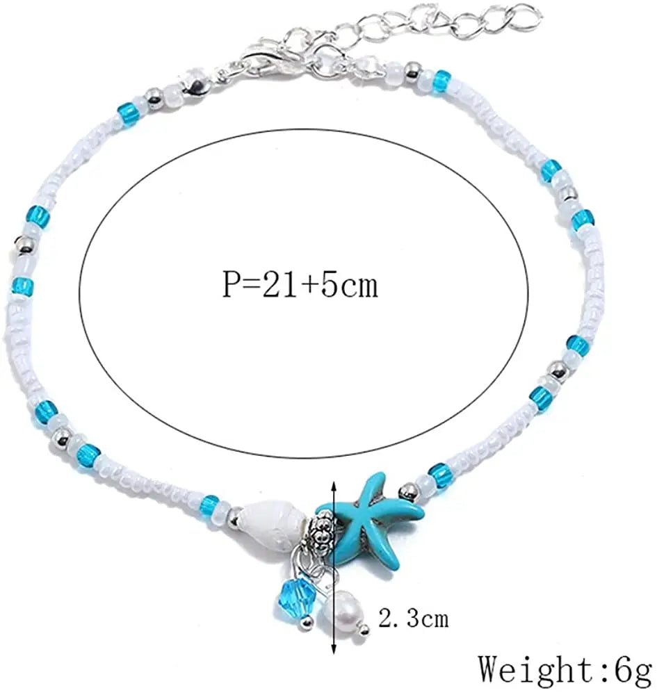Boho Turquoise Resin Bead Summer Anklet in Zinc Alloy - Choose Your Design