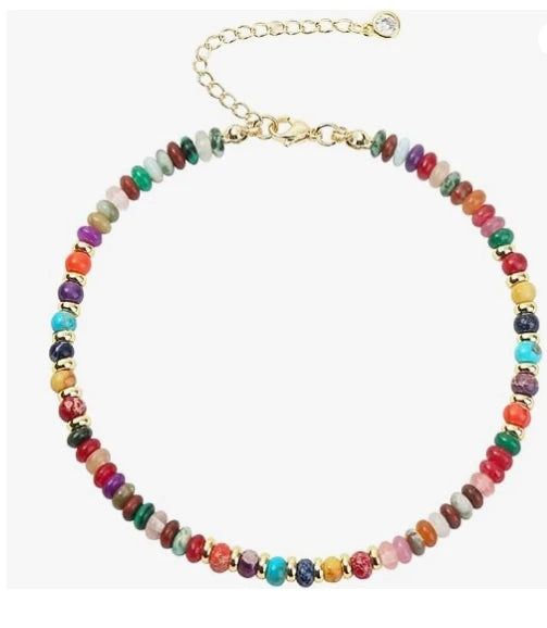 Natural Stone Handmade Beaded Anklet Summer Bracelet