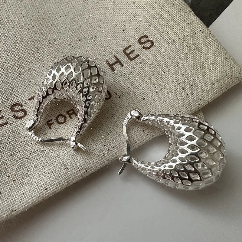 925 Sterling Silver Geometric Hoop Earrings