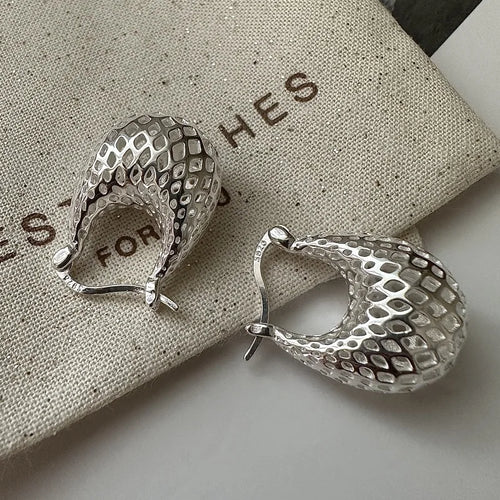 925 Sterling Silver Geometric Hoop Earrings