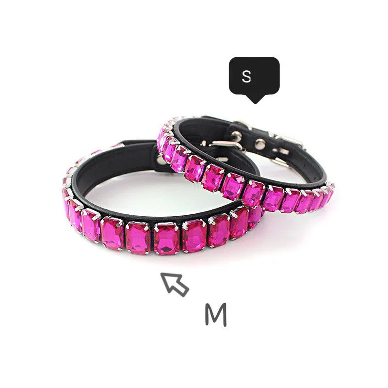 Hot Bling Dog Collars with PU Leather & Rhinestones