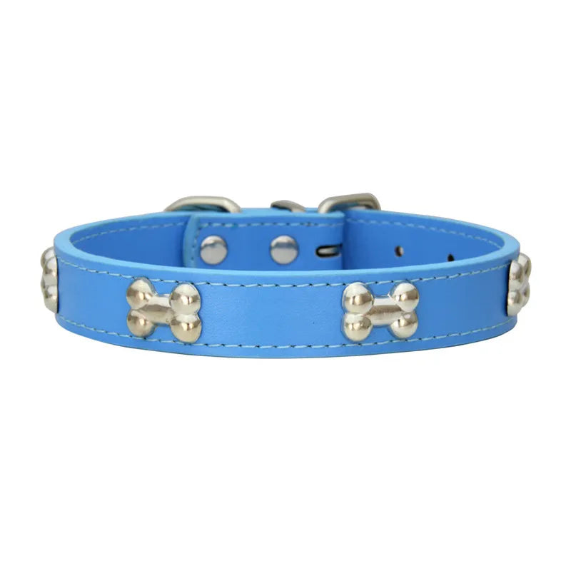 Bone Leather Durable Pet Dog Collar