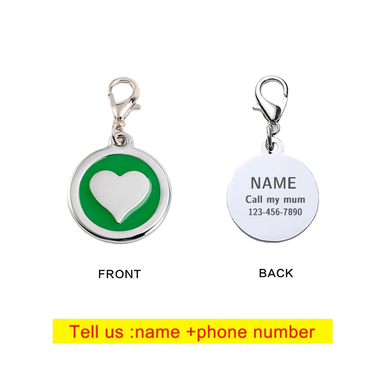 Stainless Steel Heart Pet ID Tag Personalized Customized