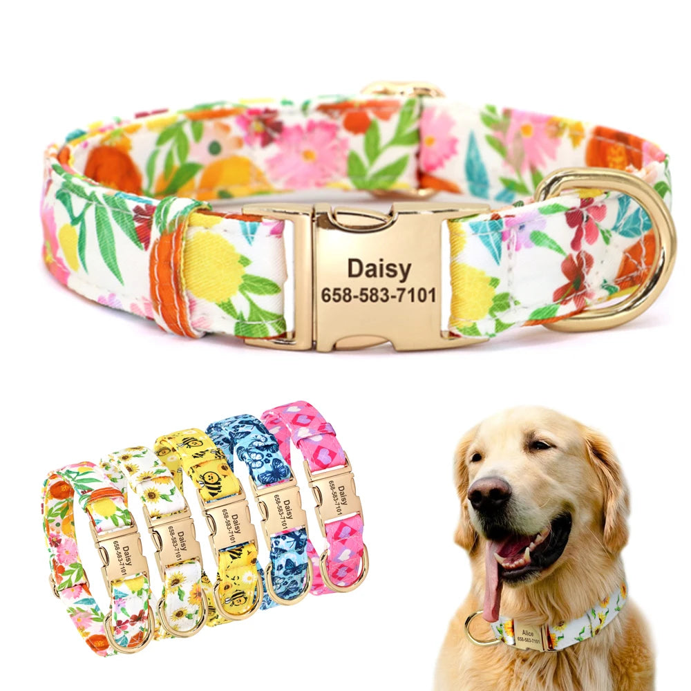 Customizable Dog Collar with Metal ID Buckle