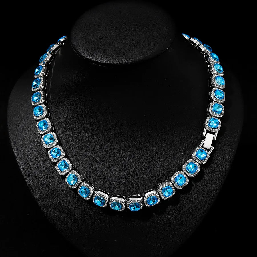 Owner & Pet Necklace Set with Large Square Rhinestones & CZ - Luxurious, Superstar, Red Carpet