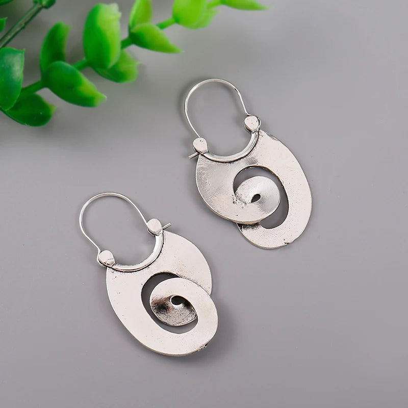 Gypsy Swirl Zinc Alloy Hoop Unusual Bold Earrings