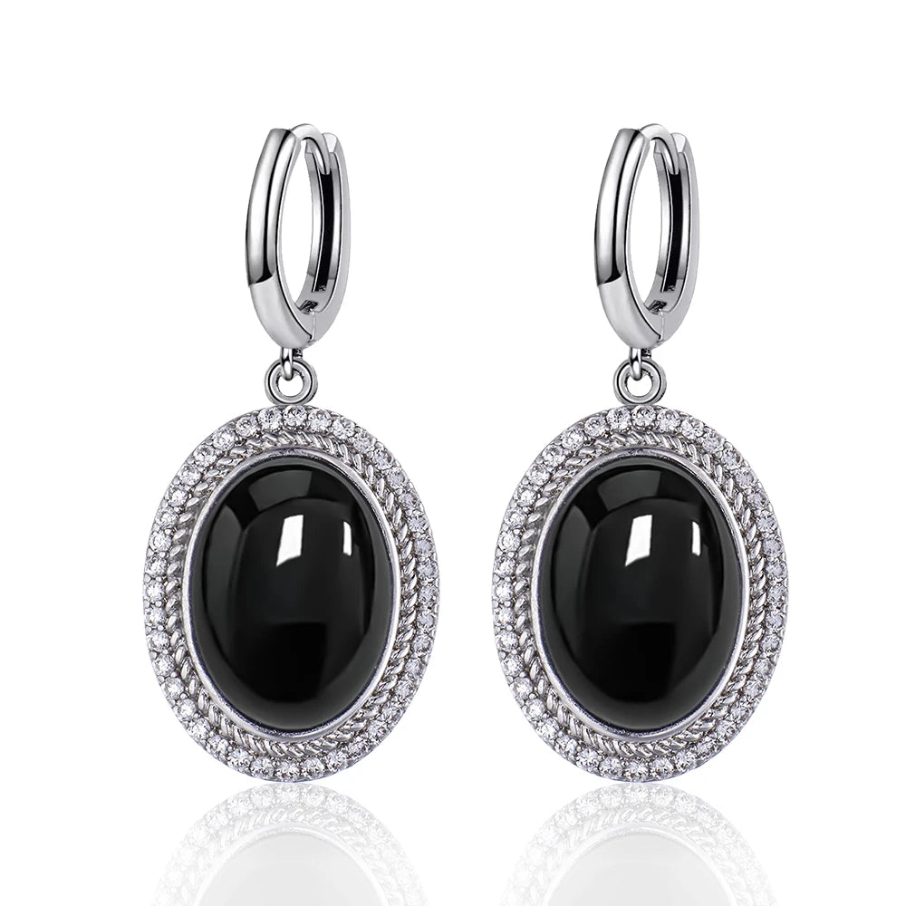 925 Sterling Silver Natural Moonstone Pendant & Earrings Set