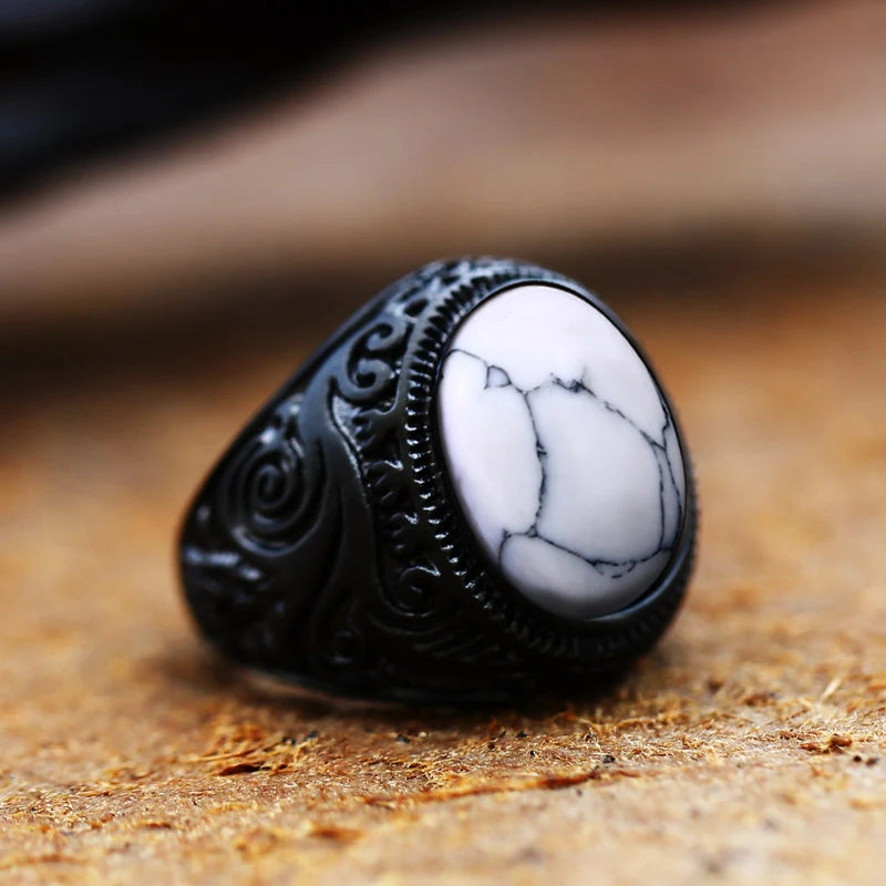 Ancient Oval Tiger Eye Large Stone Bold Ring in Stainless Steel