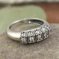 Retro Antique Inspired Square Alloy Ring with Round Zircons