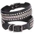 Wide Luxury Genuine Leather Dog Collar for Large Dogs - Durable Metal Cool