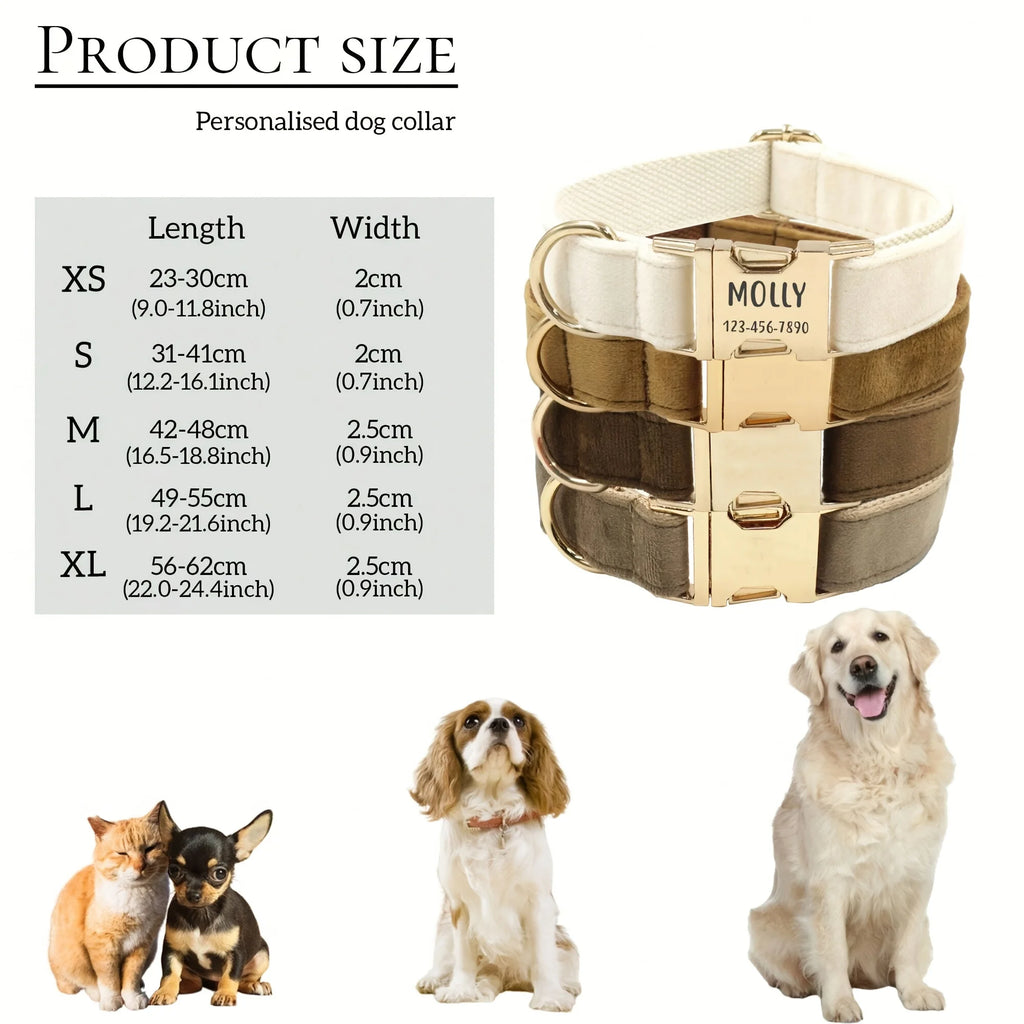 Soft Faux Leather Adjustable Pet Collar - Customize, Engrave, Name Tag, ID Necklace