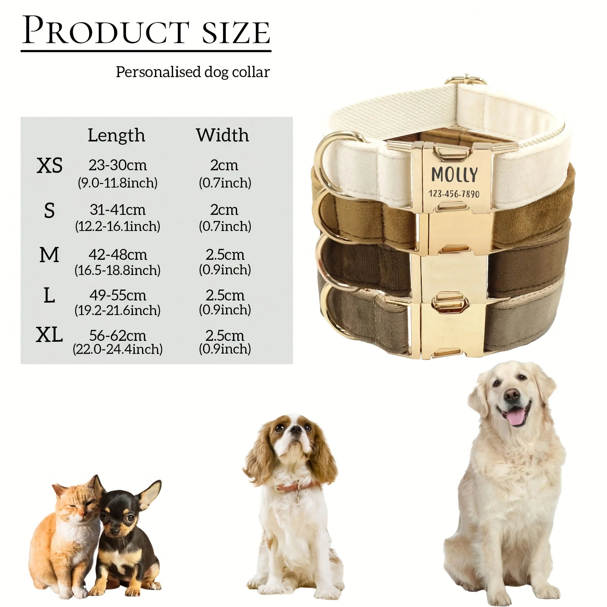 Soft Faux Leather Adjustable Pet Collar - Customize, Engrave, Name Tag, ID Necklace