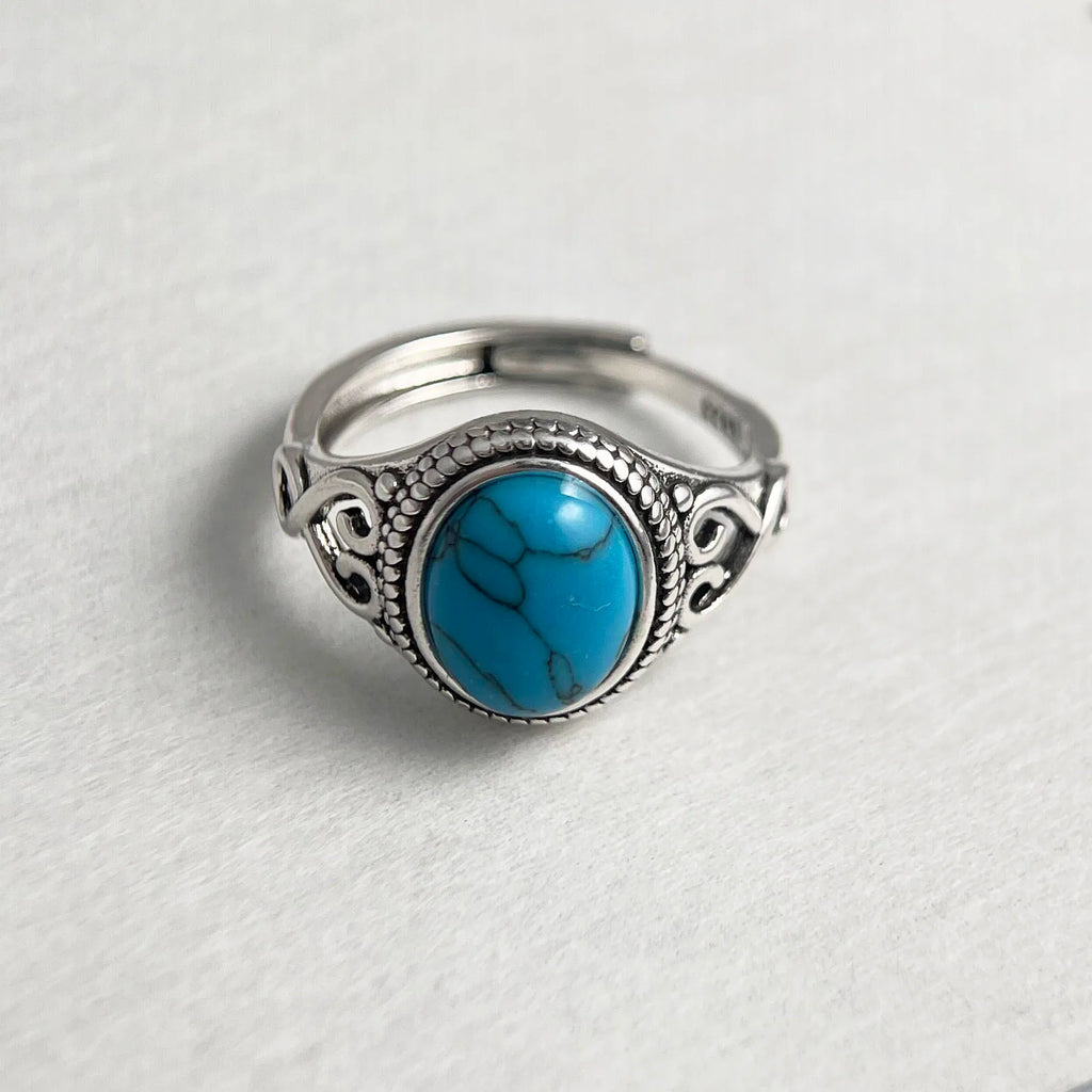 925 Sterling Silver Stone Adjustable Ring