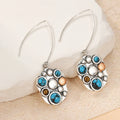 Gold Plated Bohemian Drop Dangle Earrings - Semi Precious Stones, Copper Alloy Setting, Multicolor