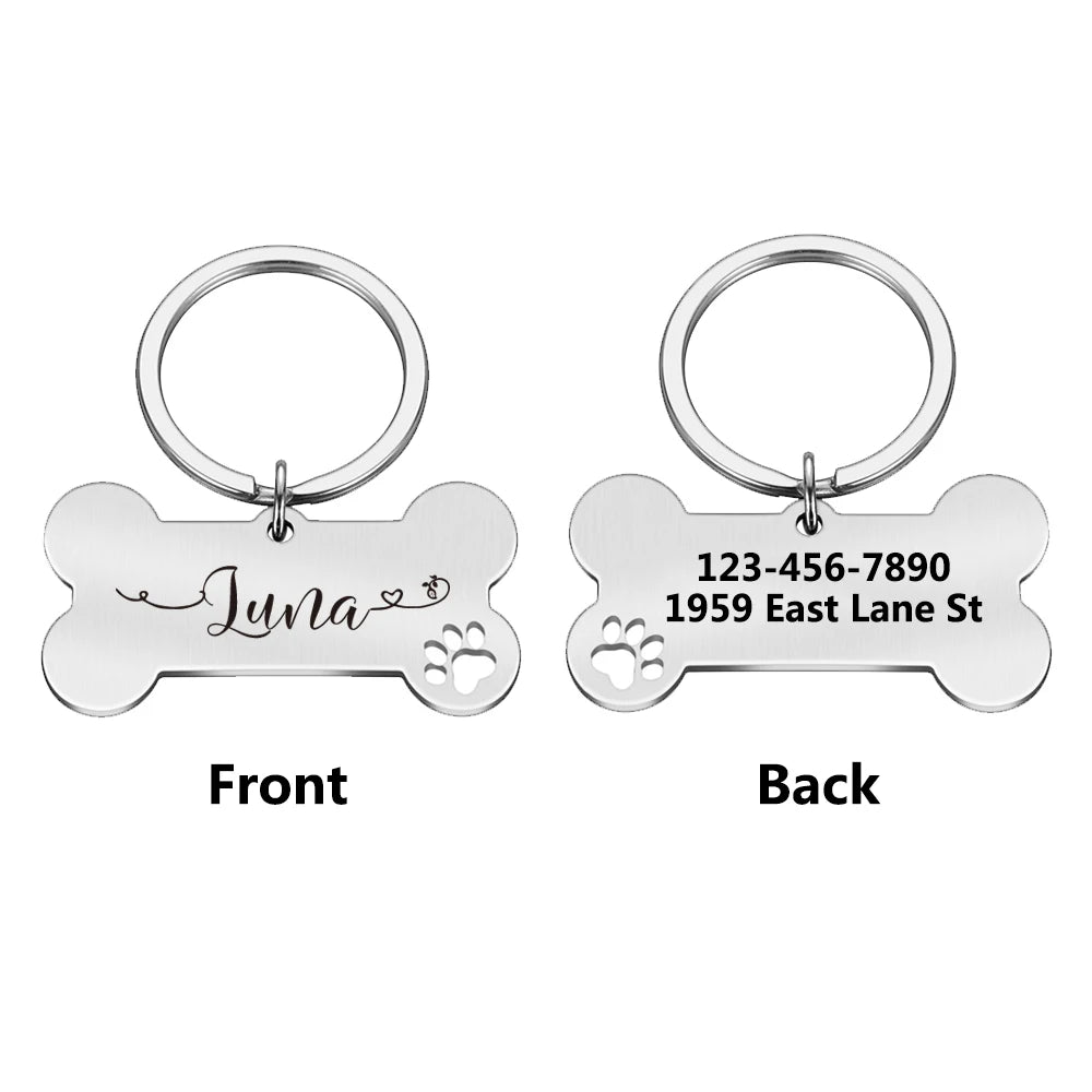 Metal Personalized Bone Shaped Dog ID Tag - 4 Colors, Customize, Engrave