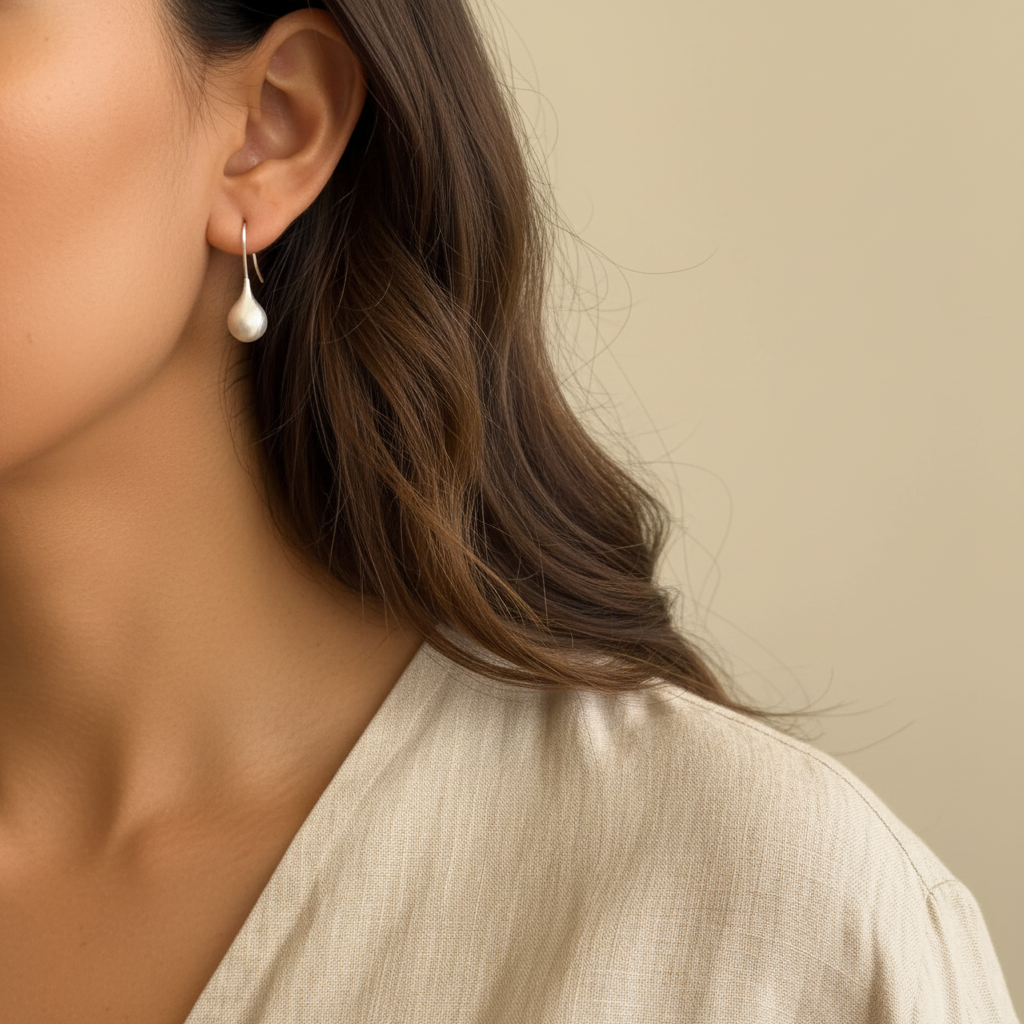 925 Matte Sterling Silver Drop Earrings