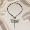 Bold Oversized Boho Beaded Dragonfly Alloy Pendant Rope Necklace