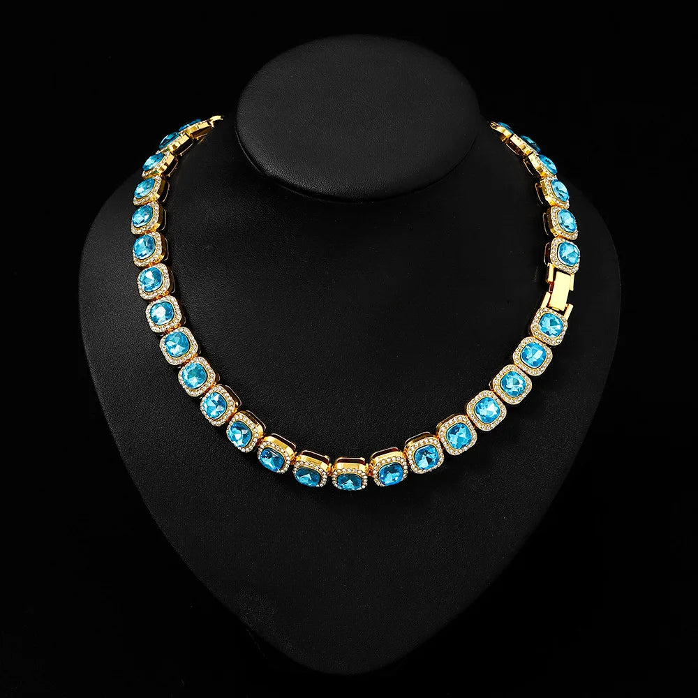 Owner & Pet Necklace Set with Large Square Rhinestones & CZ - Luxurious, Superstar, Red Carpet