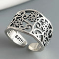 925 Sterling Silver Adjustable Flower Ring