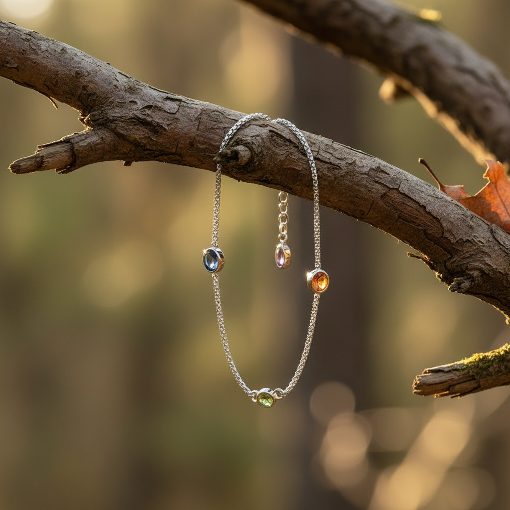 Link Chain Bracelet in 925 Sterling Silver with Zircon Stones