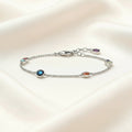 Link Chain Bracelet in 925 Sterling Silver with Zircon Stones