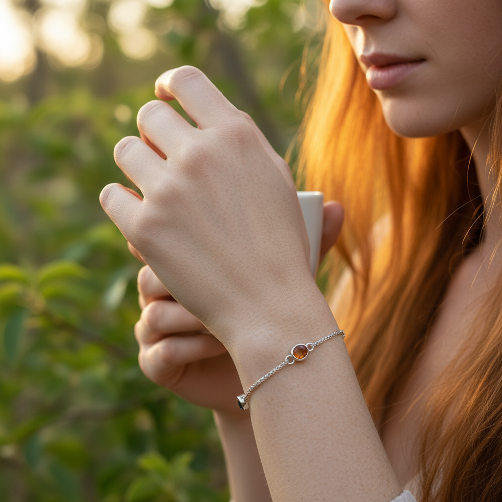 Link Chain Bracelet in 925 Sterling Silver with Zircon Stones