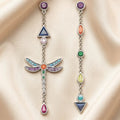 Colorful Dragonfly Earrings in Sterling Silver with Colorful Zircons