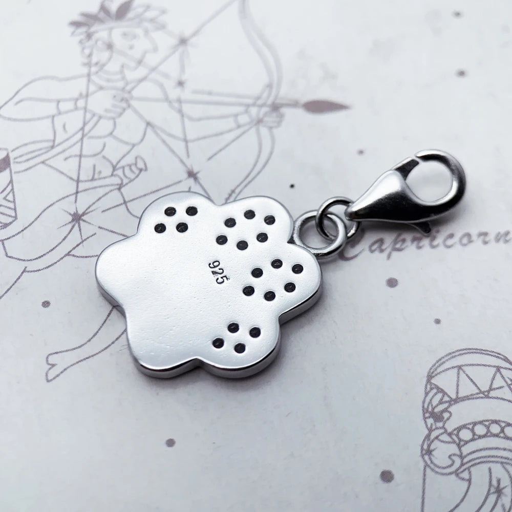 Cubic Zirconia 925 Sterling Silver Pendant with Cat Dog Paw Footprint