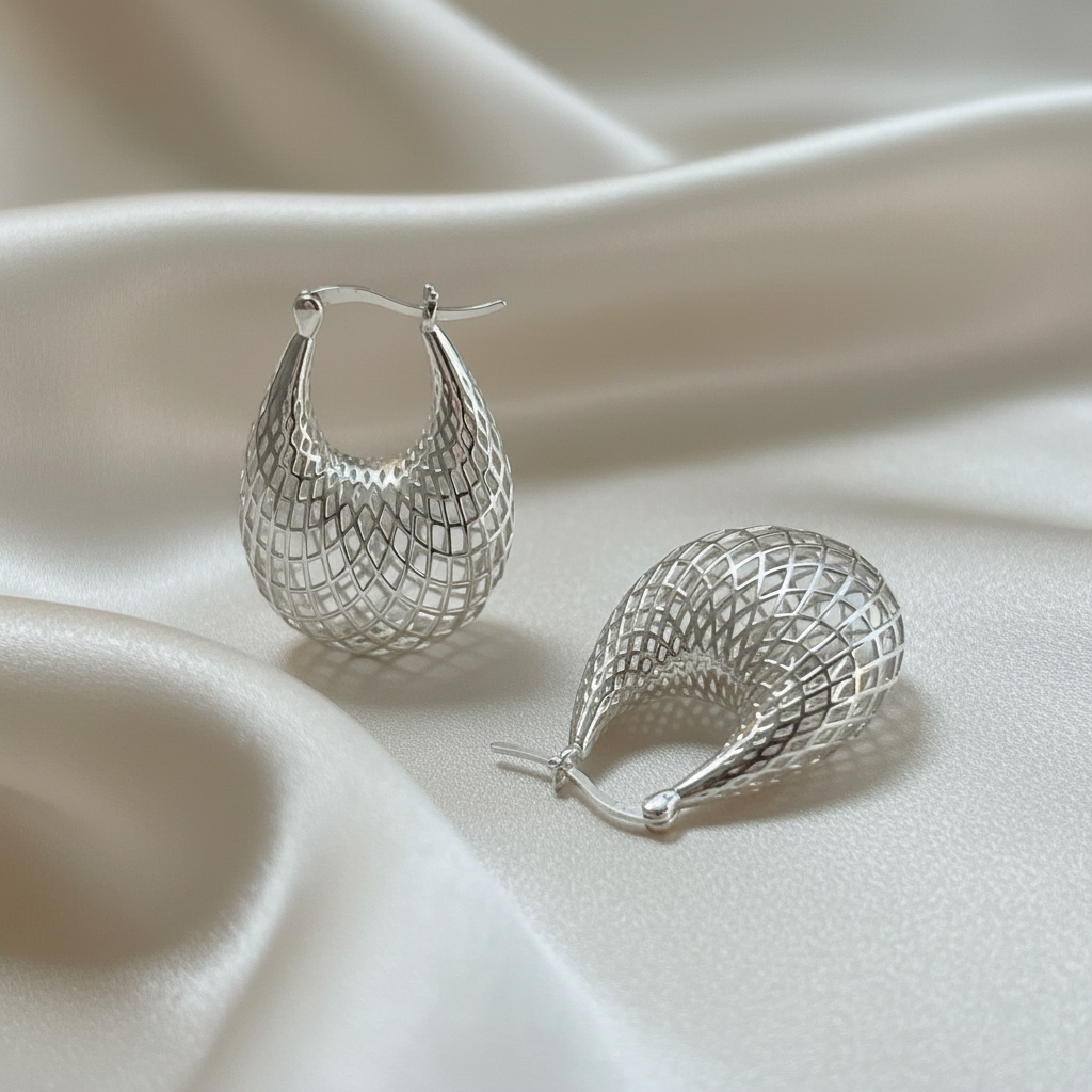 925 Sterling Silver Geometric Hoop Earrings