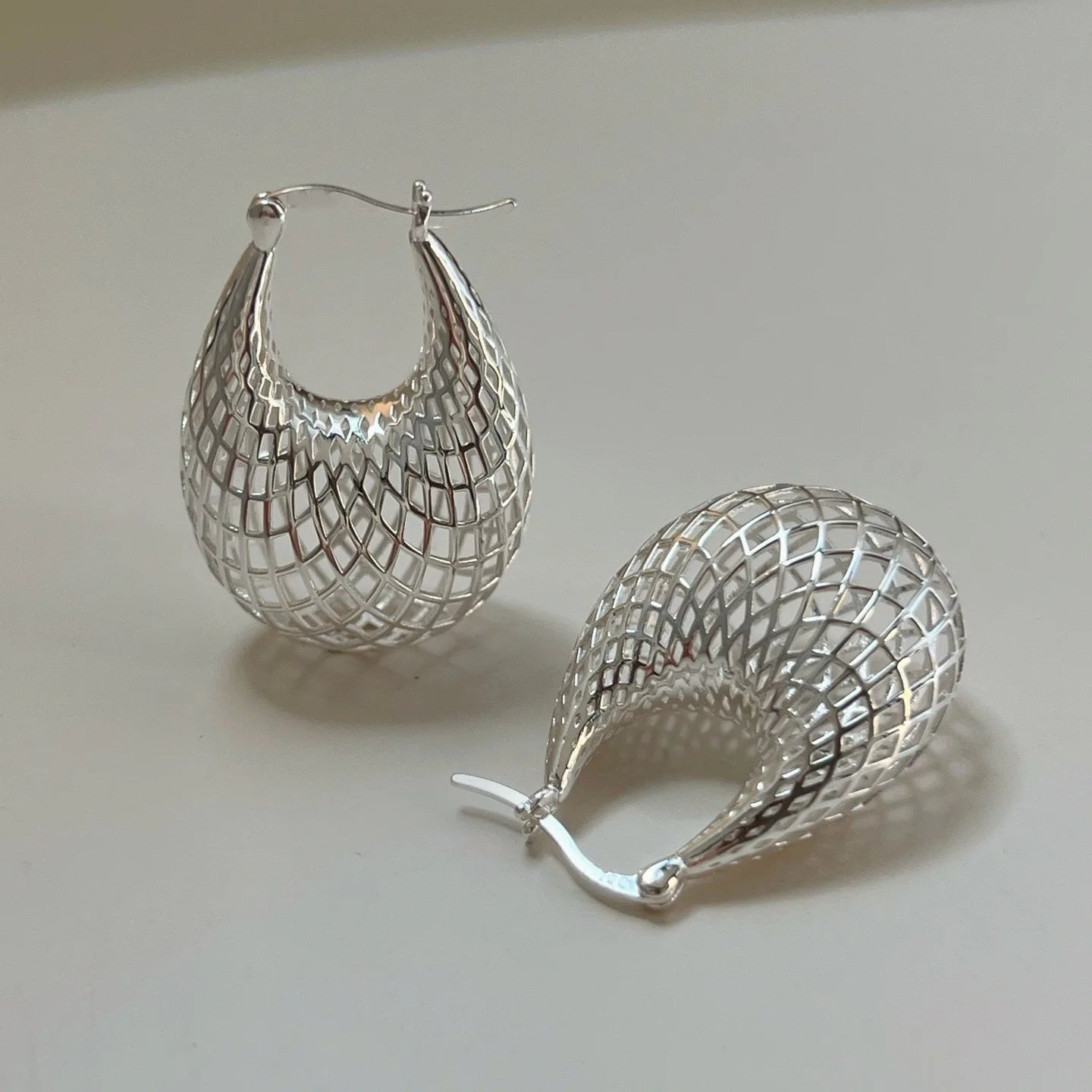 925 Sterling Silver Geometric Hoop Earrings