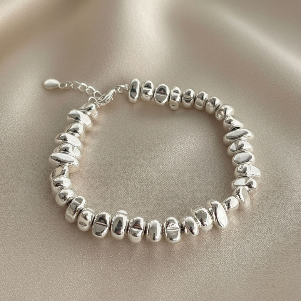 925 Sterling Silver Uneven Bead Bracelet