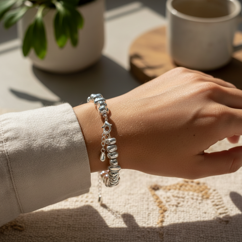925 Sterling Silver Uneven Bead Bracelet