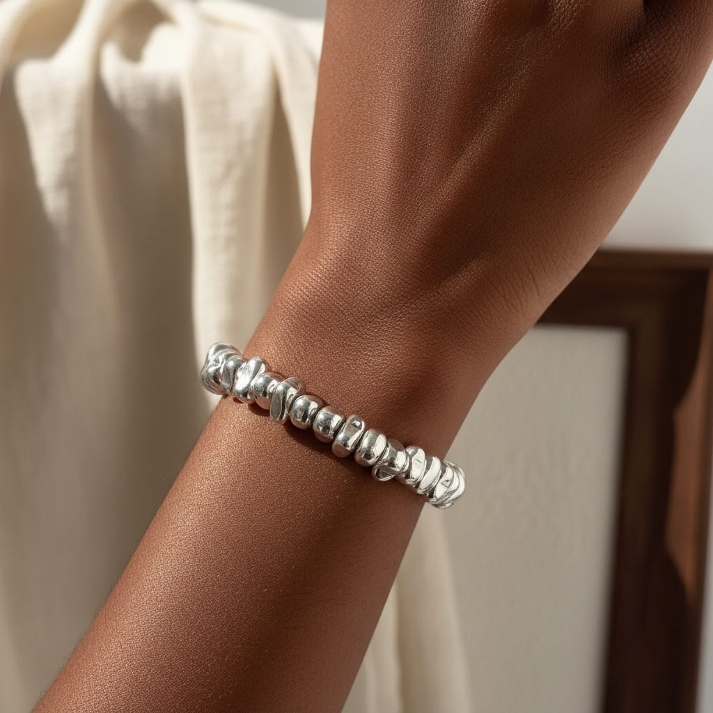 925 Sterling Silver Uneven Bead Bracelet