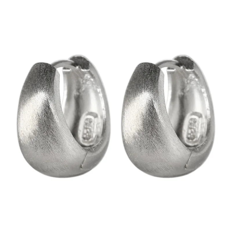 Matte 925 Sterling Silver Hoop Earrings