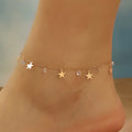 Gold Tone Stainless Steel Zircon Star Anklet - Refined, Elegant