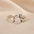 Silver Plated Copper Dachshund Sausage Dog Adjustable Ring