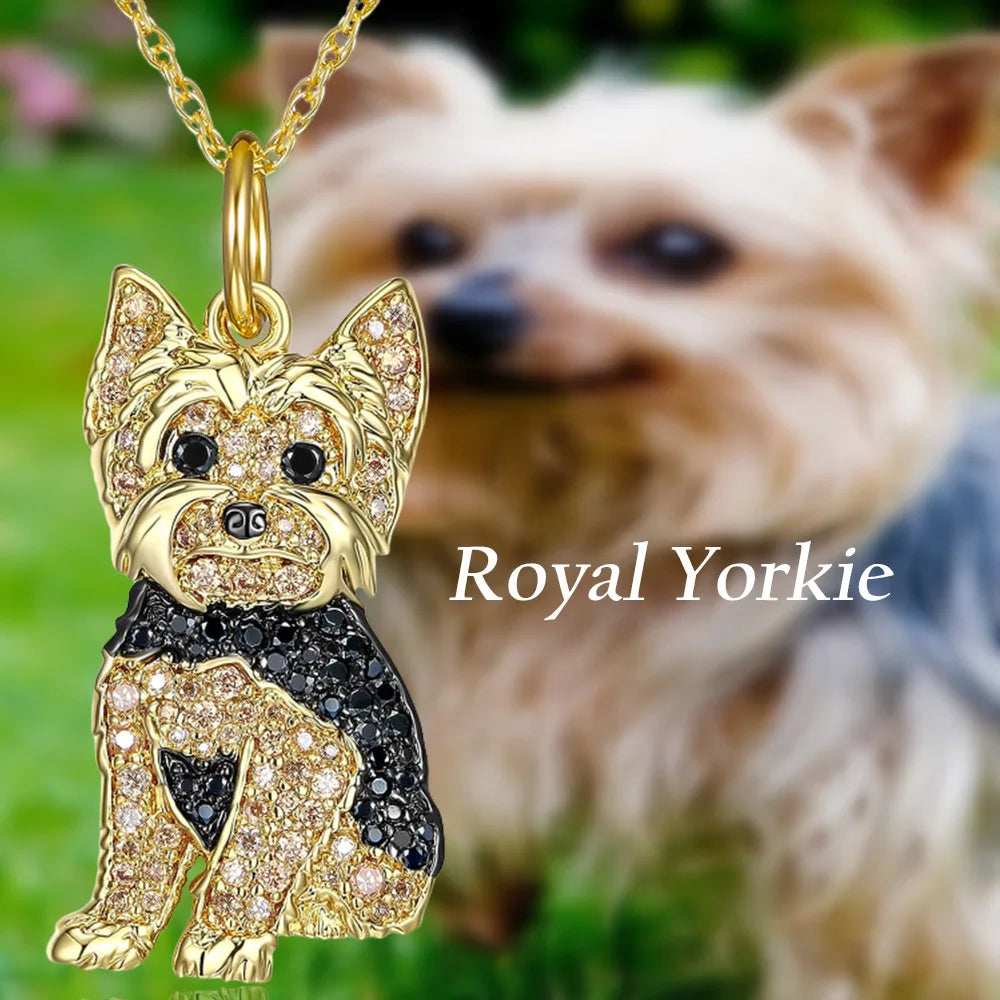 Collection of Dog Pendant Necklaces in Zinc Alloy with CZ Stones - Choose Your Favorite Breed