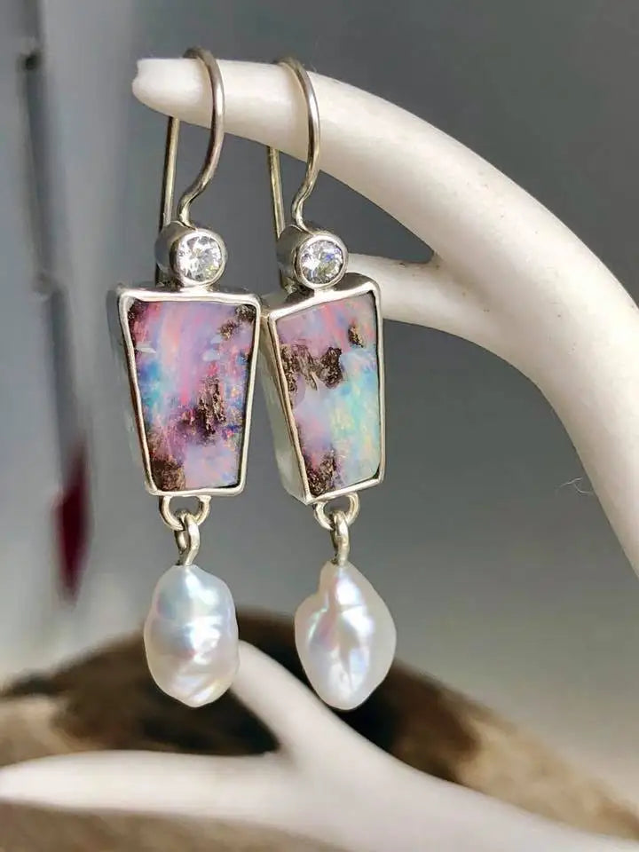 Selection of Very Unusual Boho Stone Asymmetric Dangle Alloy Earrings
