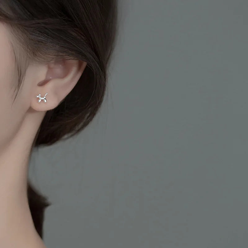 Mini Balloon Dog Earrings In Zinc Alloy - Precious, Darling, Feminine