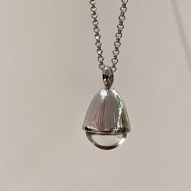 Large Clear Water Resin Drop Copper Pendant - Bold, Statement