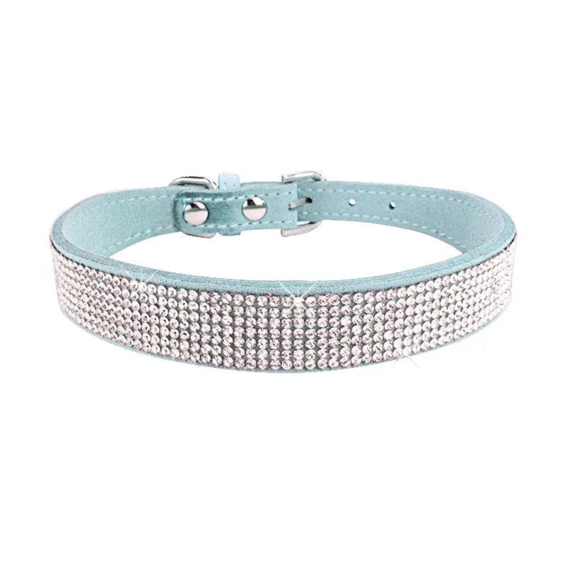 PU Leather Collars for Dogs with Zinc Alloy Buckle & Rhinestones